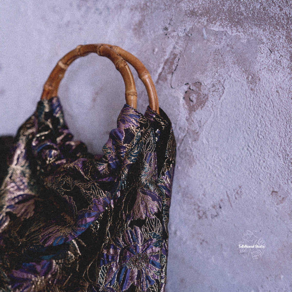VIOLETTOMANIA Purple Floral Jacquard Bamboo Handbag